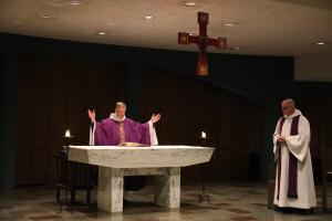 Abbot Mark Cooper, O.S.B. ’71 celebrates Ash Wednesday Mass