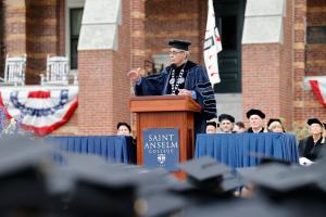 President Favazza delivering his address at Commencement
