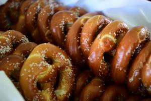 Pretzels in a line