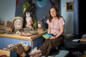 Kimberly Kersey-Asbury in her home studio in Dublin, N.H.