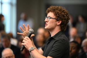 Student ambassador asking a question