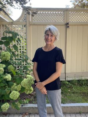 Diane Uraski in her back yard