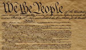 Image of the first few paragraphs of the original U.S. Constitution document.