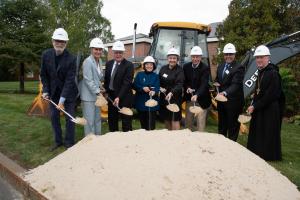 Joseph Loughrey, Dean Diane Uzarski, Roger Jean, Francine Jean, Beverly Grappone, Bob Grappone, President Joseph Favazza, Abbott Mark Cooper