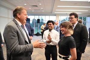 Governor Sununu speaking with students