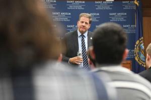 Governor Sununu speaking with students