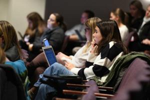 Students listening to the hunger panel