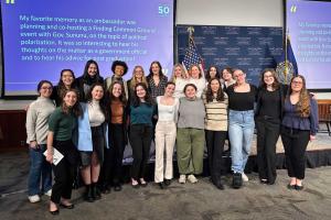 Current politics students working the event as “Female ambassadors.”