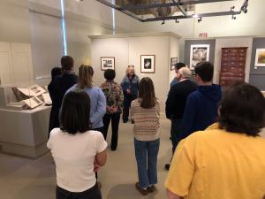 Else Voelker speaks in the Chapel Art Center