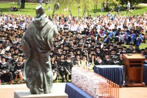 Students, faculty, and parents gathered on the quad for commencement