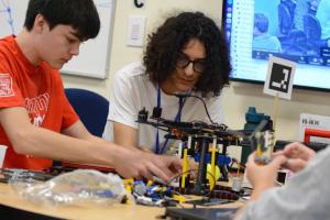 Students building a drone