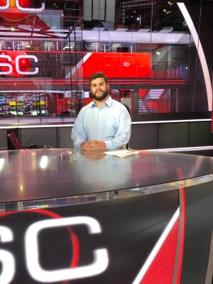 Cody Jones '17 on the set of ESPN's "Sportscenter"