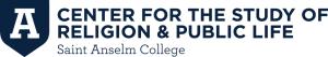Blue shield with an "A" on it followed by text for the Center for the Study of Religion & Public Life