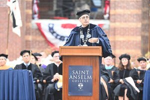 College President Joseph A. Favazza speaks during Commencement Exercises.