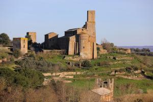 Sunlight against ruins in Tuscania, Italy