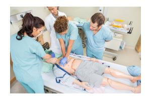 Nurses in a sim lab