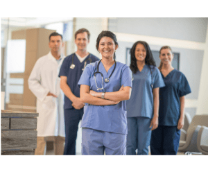 Group of medical professionals smiling at the camera