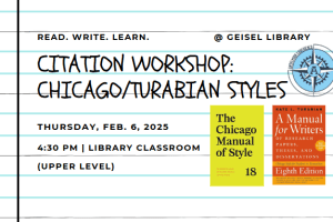 Poster for the Chicago/Turabian citation styles workshop
