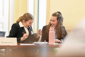 Hopkinton High School students participating in the 2024 Ethics Bowl