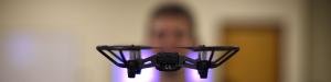 Drone hovering in front of a students face
