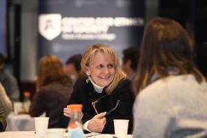 woman at a discussion