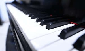 Close up image of piano keys