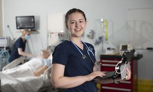 Nursing student in the lab