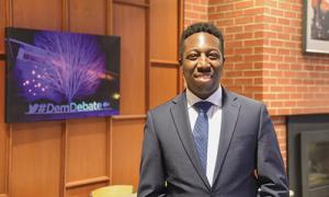 Donald Stokes ’17 in the NHIOP Lobby