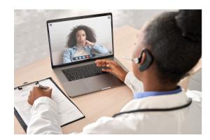 Telehealth call between doctor and patient