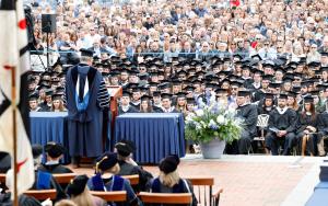 President Favazza delivering his address at Commencement