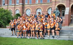 Road for Hope participants in front of Alumni Hall