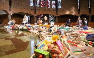 Thanksgiving baskets in the Abbey Church