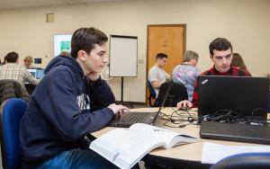 Students in computer science class