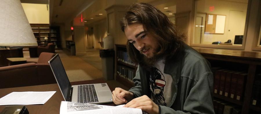 Carter Brannon in the library