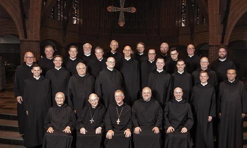 Monks gather for a photo