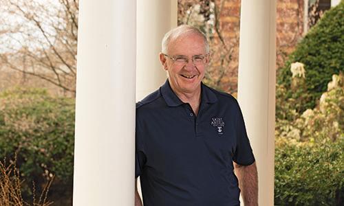 Michael McGuinness '78 on the porch of Joseph Hall
