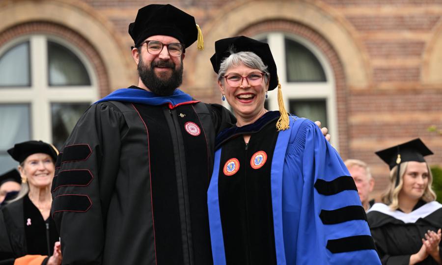 Professors Kevin Doran and Deborah McCarter at the 2024 Commencement Ceremony 