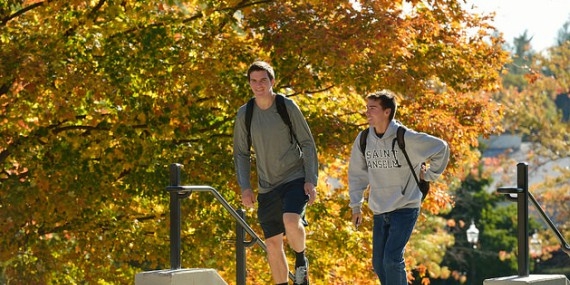 transfer students walking on campus